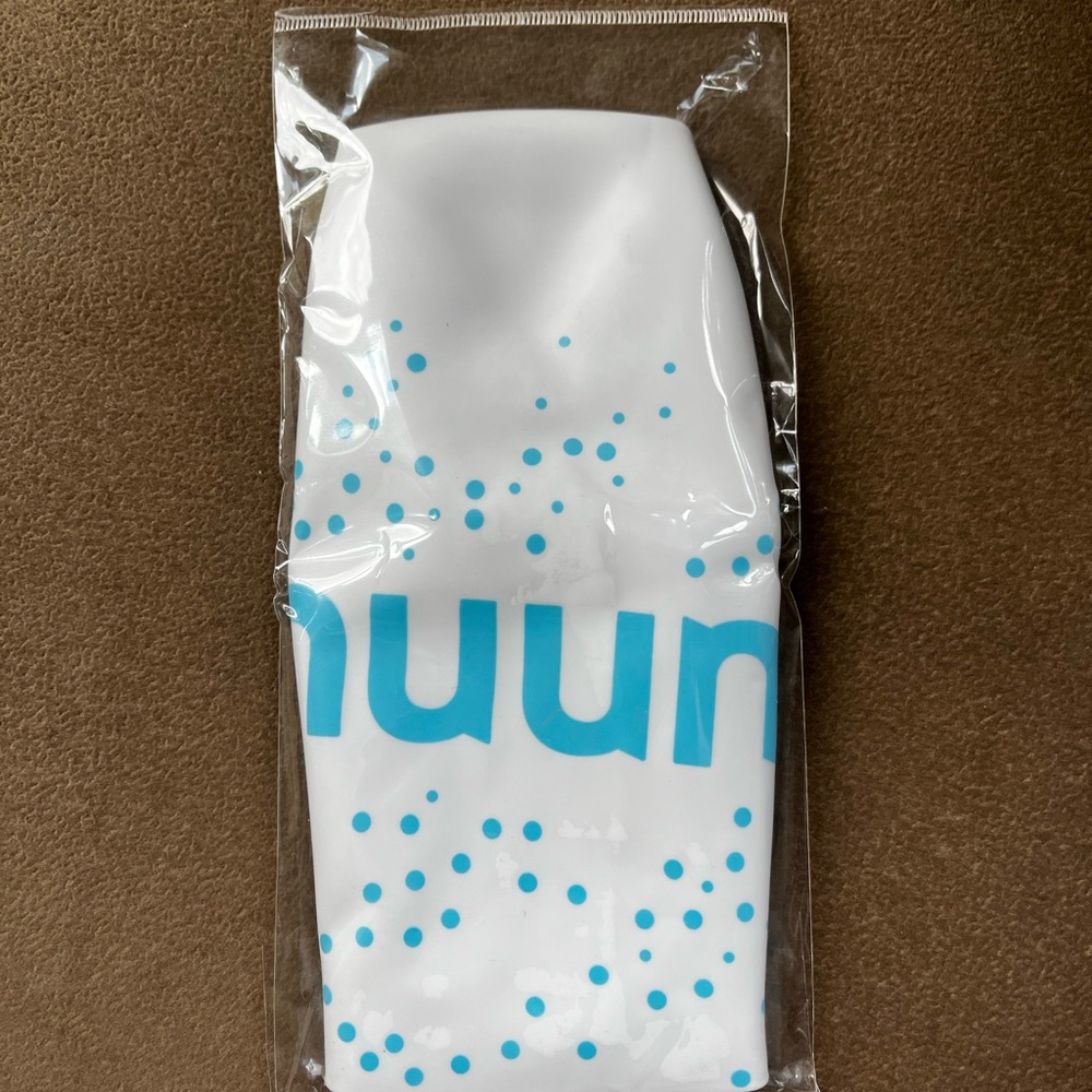 White and Blue Nuun Swim Cap